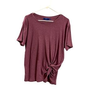 Apt. 9 mauve Front twist Short Sleeve Tee ribbed fabric with silver specks XL
